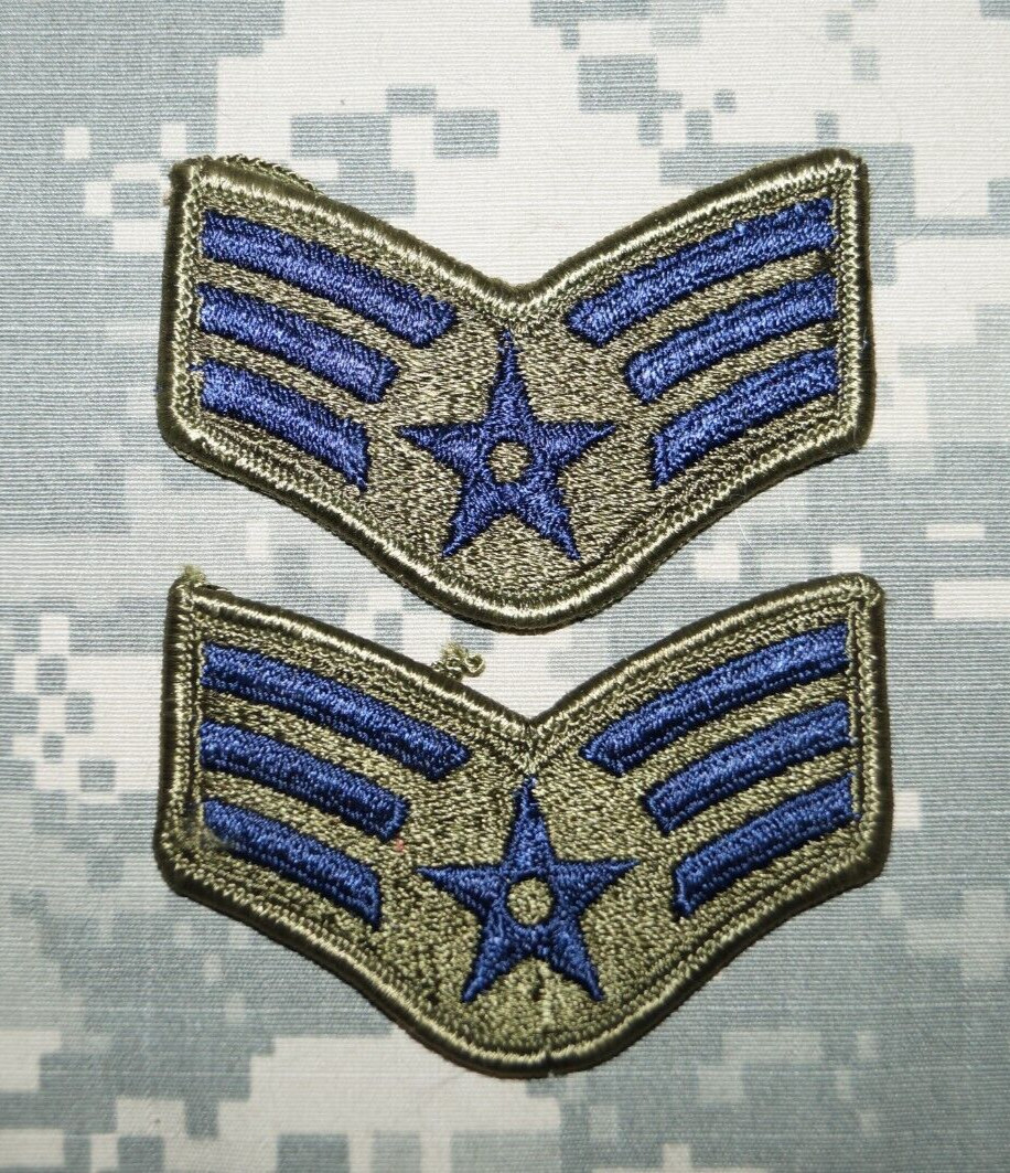 Military Patch US Air Force BDU Blue Senior Airman E-4 Rank Subdued FEMALE Small