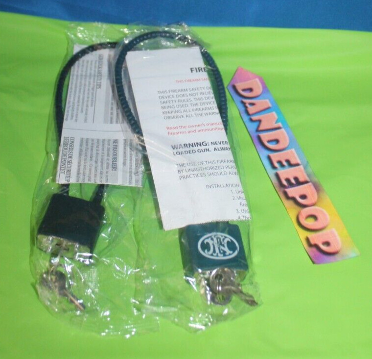 2 Piece Gun Safe Storage Loop Locks With Keys FN Black And Green In Package
