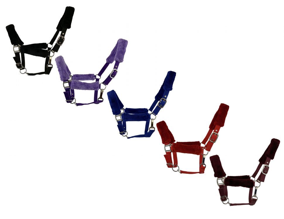 New Fleece Covered Nylon Halter w Throat Latch Clip HORSE 6669