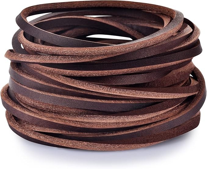 Flat Genuine Leather Strip Cord Braiding String Crafts Shoelace Tan 3mm 5 Yards
