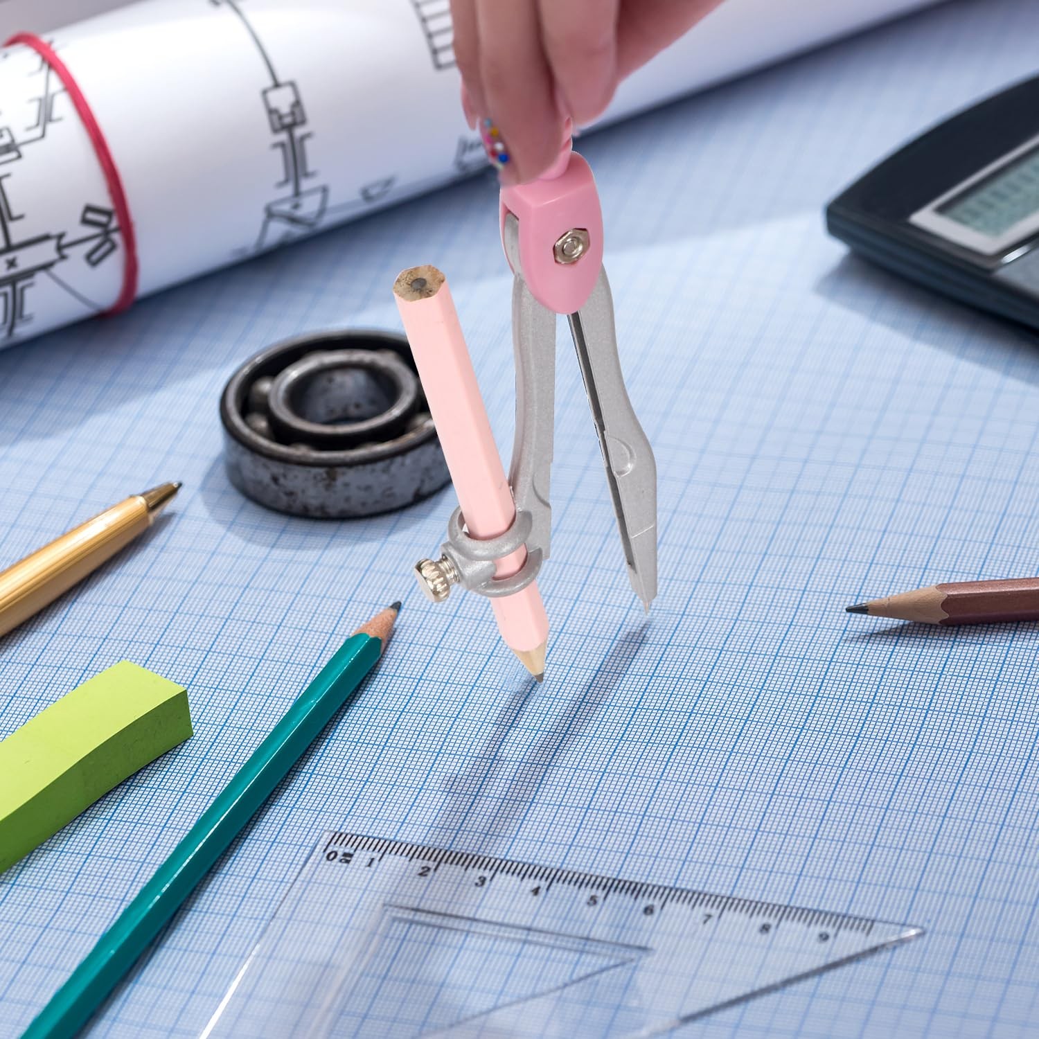 Geometry Tool Set set Protractor and Compass kit with Metal Box