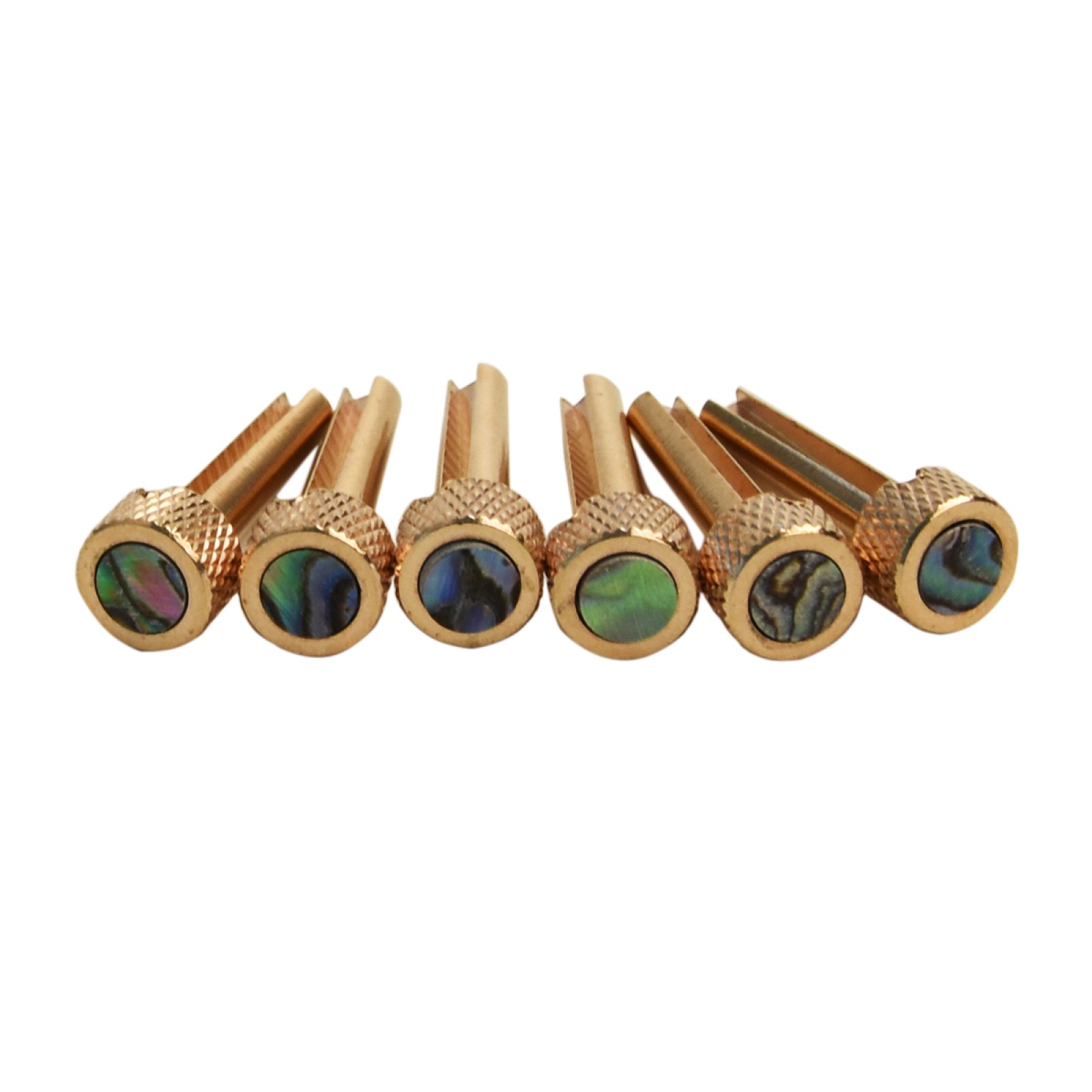 6Pack Flat Top Design Brass Bridge Pins Abalone Dot Inlay For Acoustic Guitar D