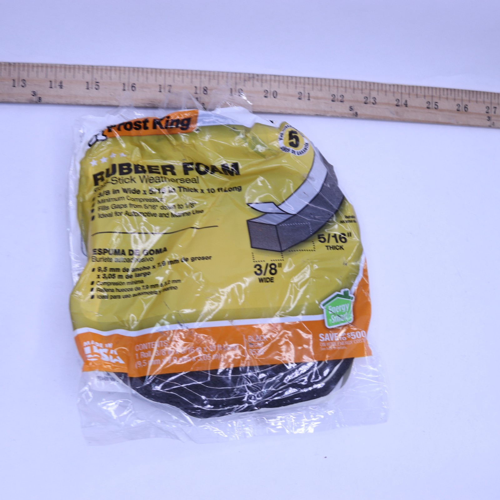 Frost King 3/8 in. x 5/16 in. x 10 ft. Black Rubber Foam Weatherseal Tape