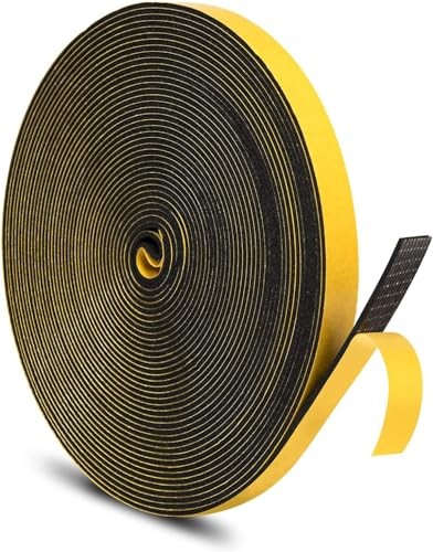 Weather Stripping Door Seal Strip Strong Adhesive 1/2 In x 1/16 In x 33Ft Black