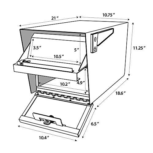 Curbside Locking Security Mailbox - Large Black Mail Manager for Safe Mail Deliv