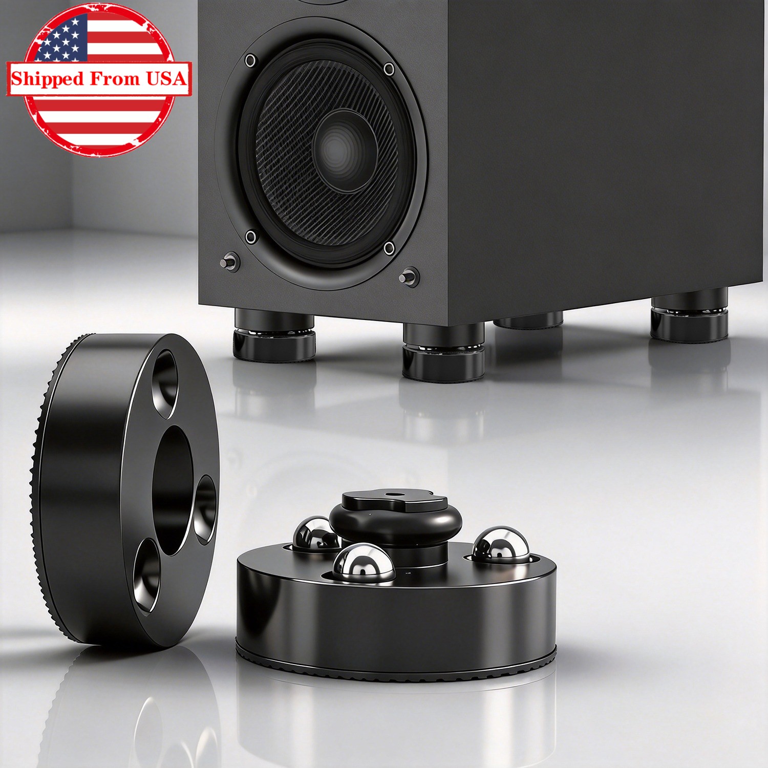 4set Steel Ball Damper HiFi Audio Amp Speaker Isolation Feet Shock Absorber Pad