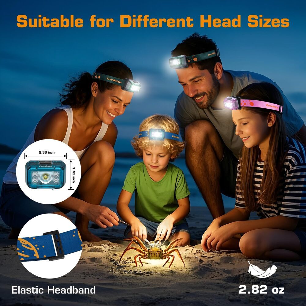 EverBrite 2 Pack USB Rechargeable LED Headlamp 5 Modes 120° Adjustable Headlight
