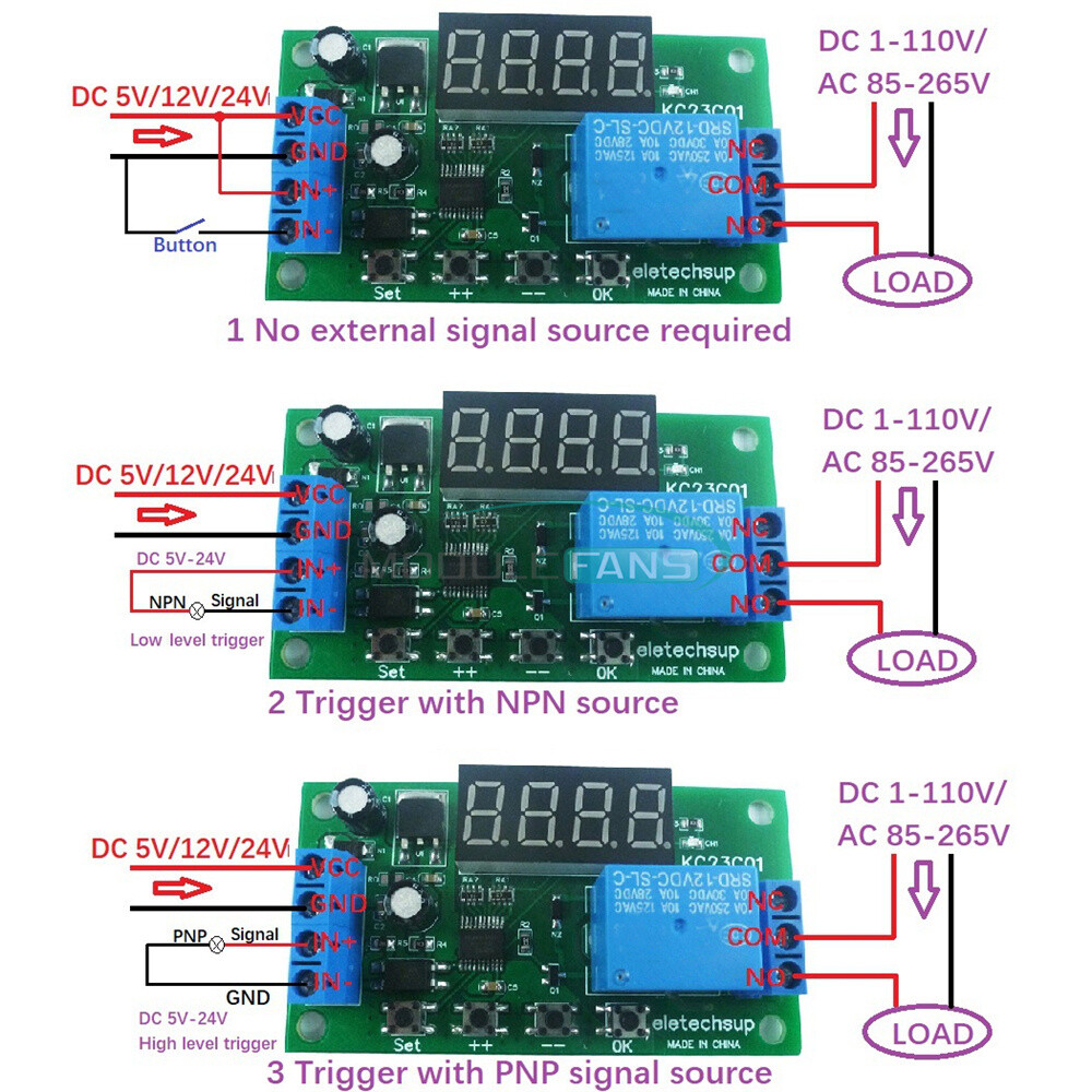 Pulse Counter Switch DC 5/12/24V Adjustable Timer Delay Turn On/Off Relay Module