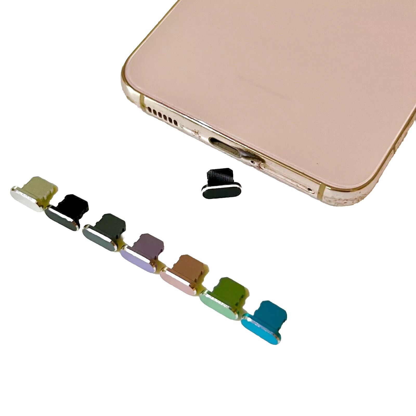 Color Metal Anti Dust Charger Dock Plug Stopper Cap Cover for iPhone