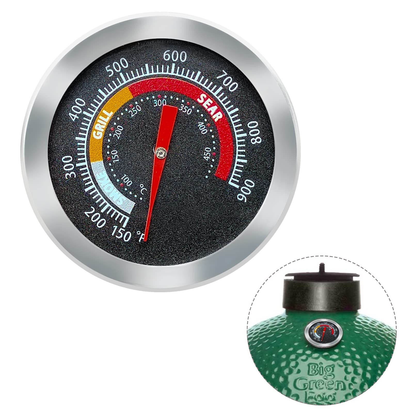 Upgrade Replacement Thermometer for M/MiniMax Big Green Egg,2" Grill Temperat...