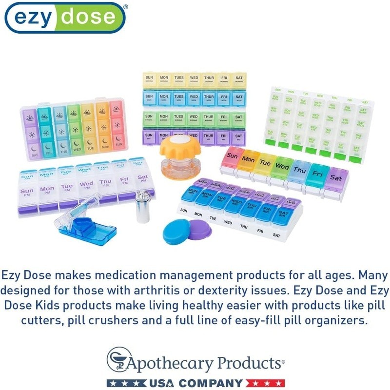 Award Winning Easy Open Pill Organizer Large Compartment Arthritis Friendly New