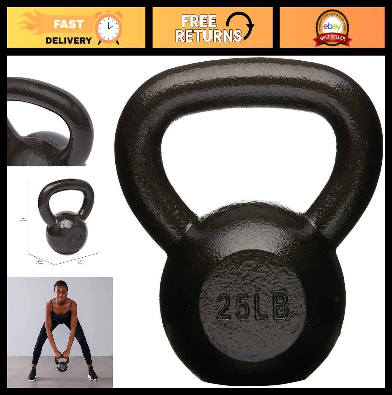 Cast Iron Kettlebell for Strength Training, Home Gym, Weightlifting - 10/15/20 l