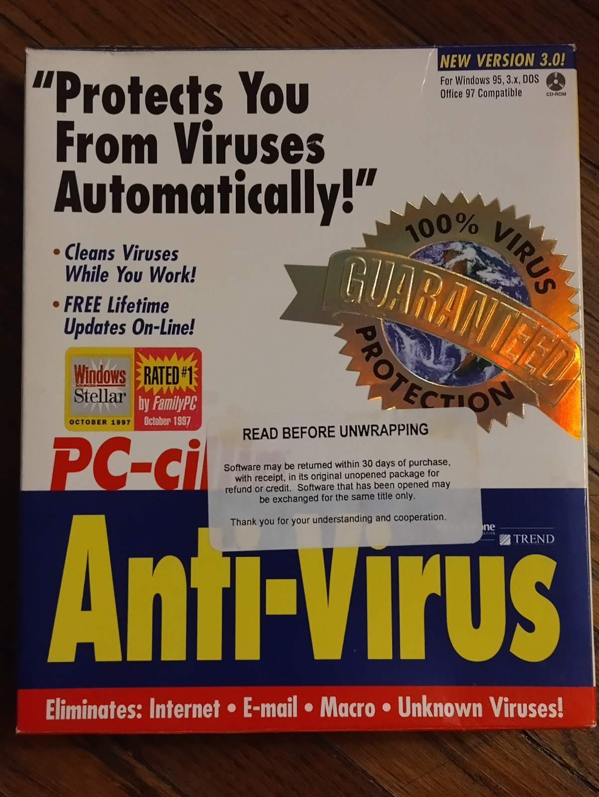 Vintage Trend Micro PC-cillin Antivirus 3.0 Security Software