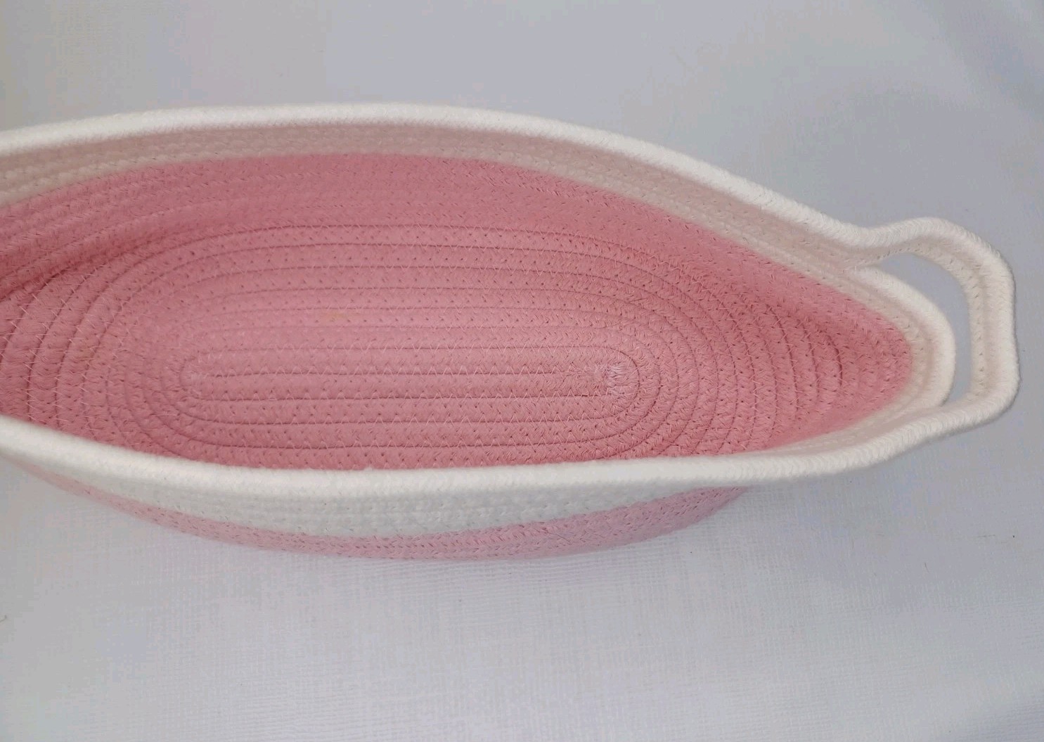 Pink Oval Woven Fabric Gift Basket