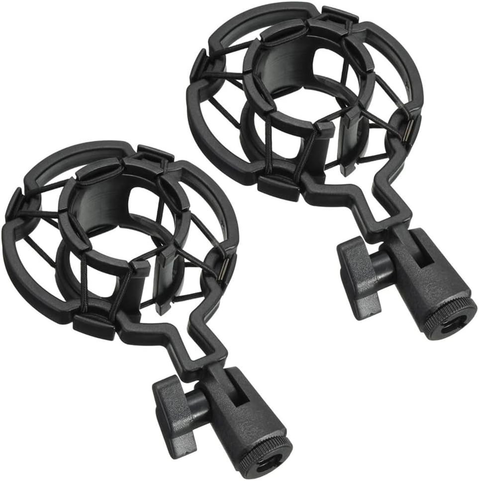 2 Pack Microphone Shock Mount Clip Universal Mic Shock Mounts Holder Anti-Vib...