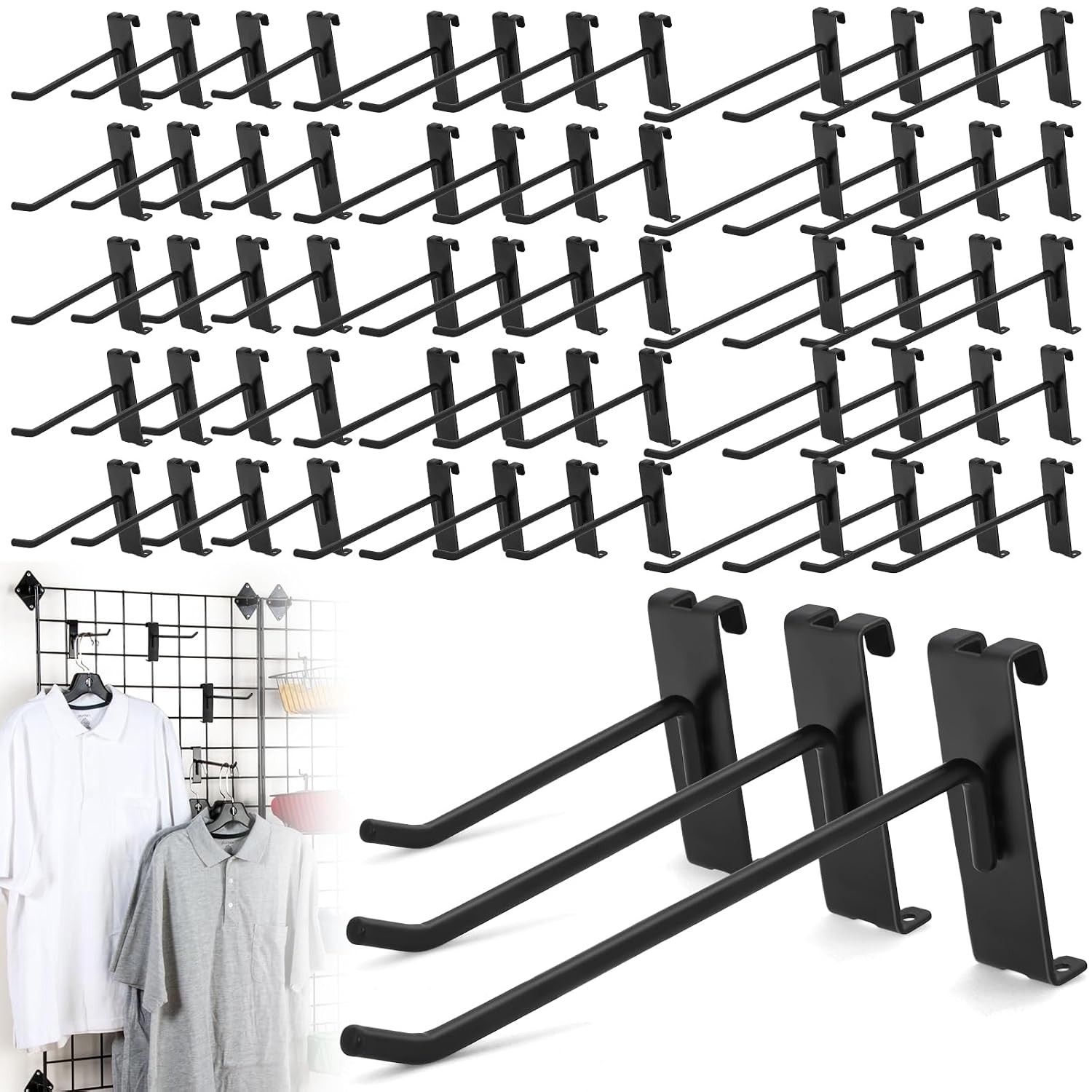 60 Pcs 4/6/8 Inch Grid Wall Hooks Display for Gridwall Panel Display Hooks