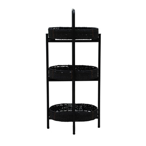 Small Handwoven Side Tables 3-Tier Oval Organizer Portable Storage Shelf