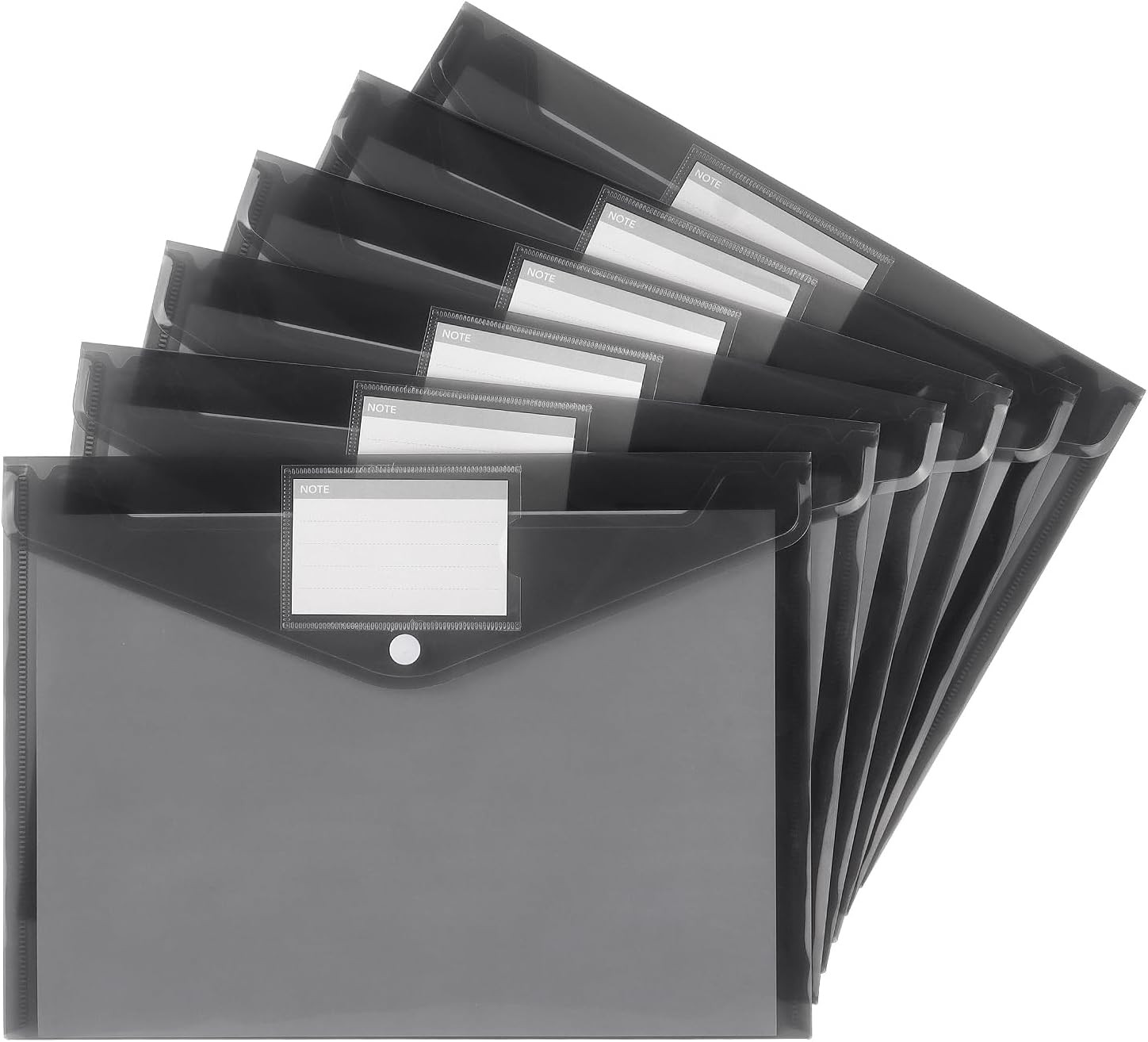 6 Pack Plastic Envelopes, Clear Document Folders, A4 Size, Grey | Plastic File F