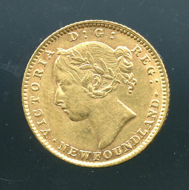 RARE 1882-H Canada Newfoundland Victoria Gold $2 Coin Two Hundred Pence Cents