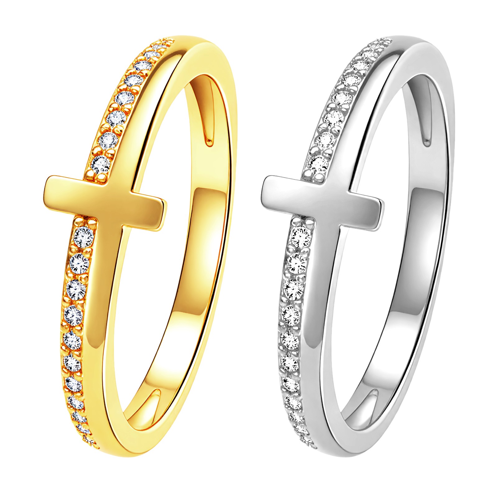 Women's Casual Rhinestone Cross Brass Ring - Anniversary Birthday Gift for Wife