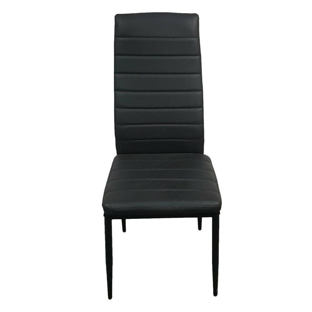 Set of 4 Dining Chairs High PU Leather Elegant Design for Home Kitchen Black