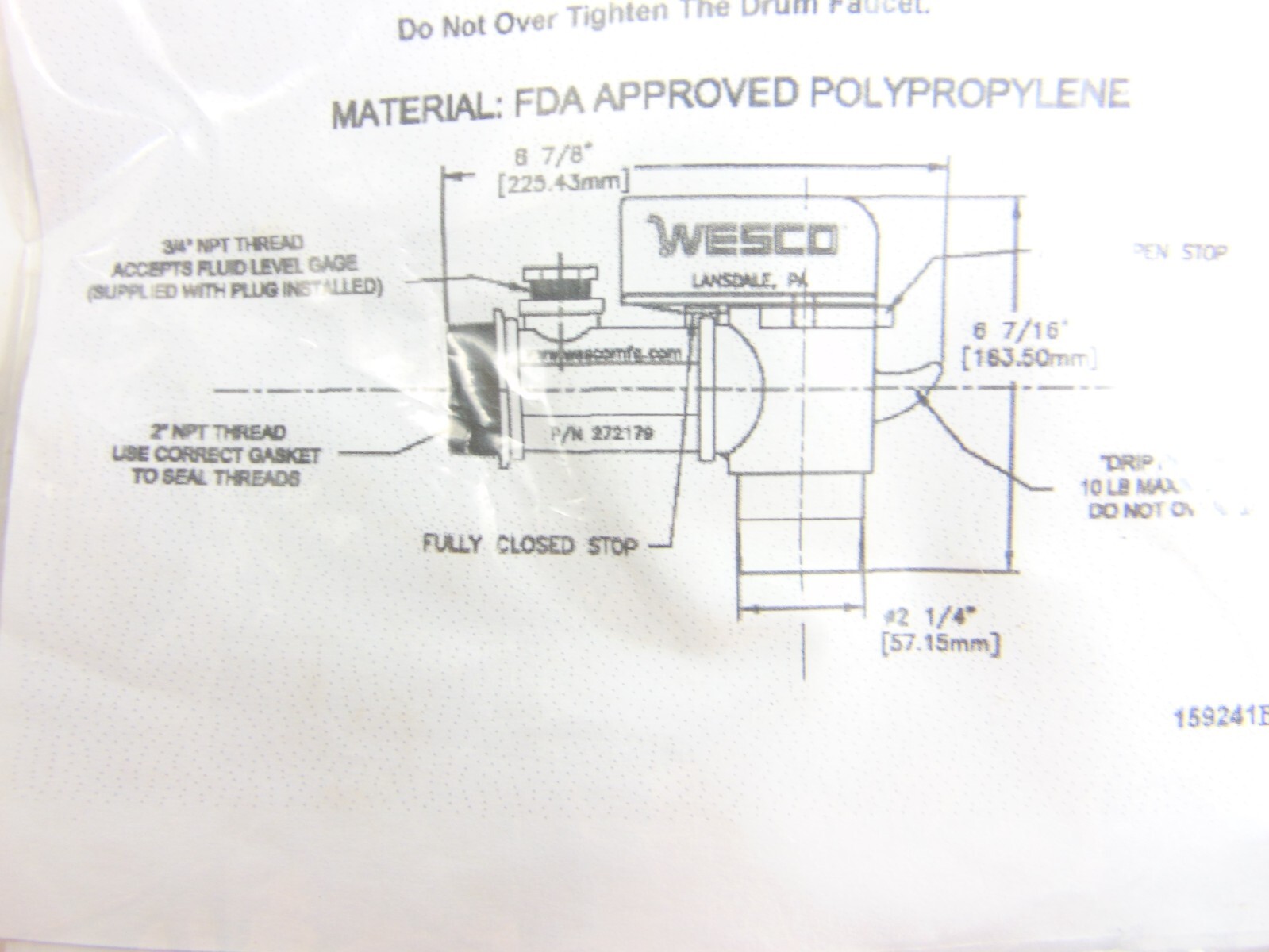 Wesco Inc 2" Faucet 272179