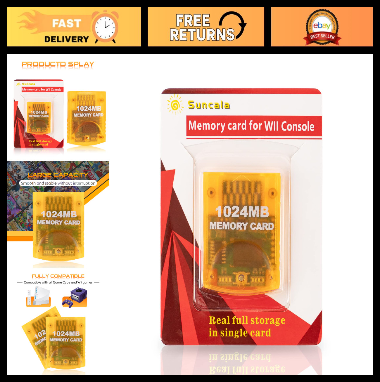 High-Capacity 1024MB Memory Card for Gamecube & Wii - Compatible Storage Solutio