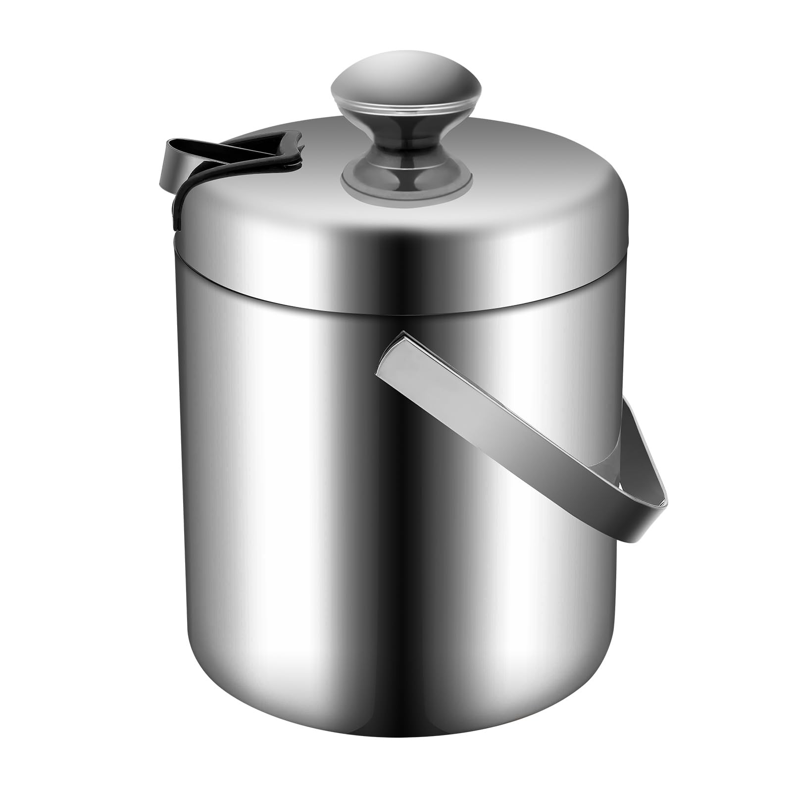 Double-Wall Stainless-Steel Insulated Ice Bucket With Lid and Ice Tong 1300ML