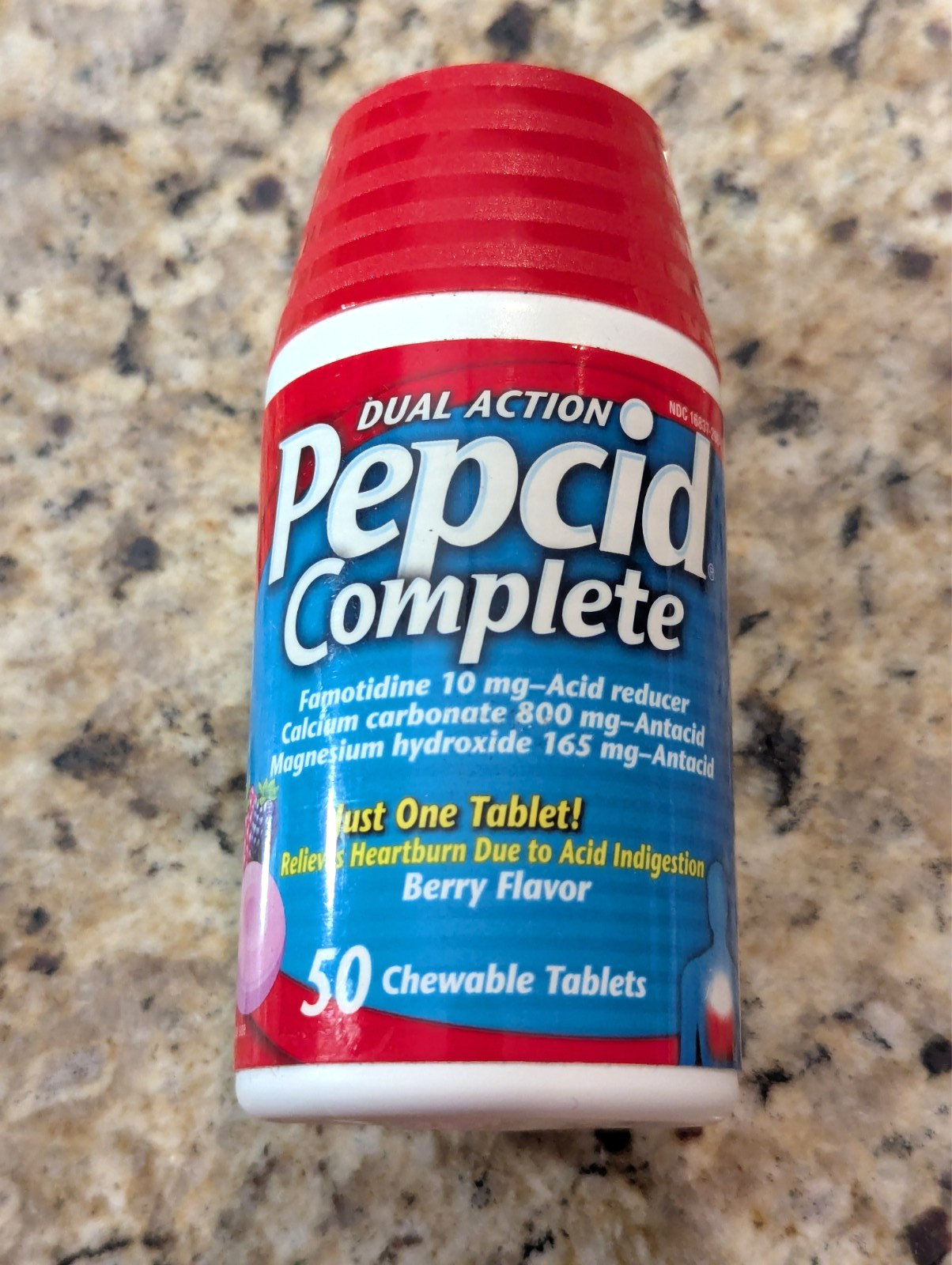 Pepcid AC Complete Dual Action Chewable Tablets Berry Flavor 50ct exp: 09/2028