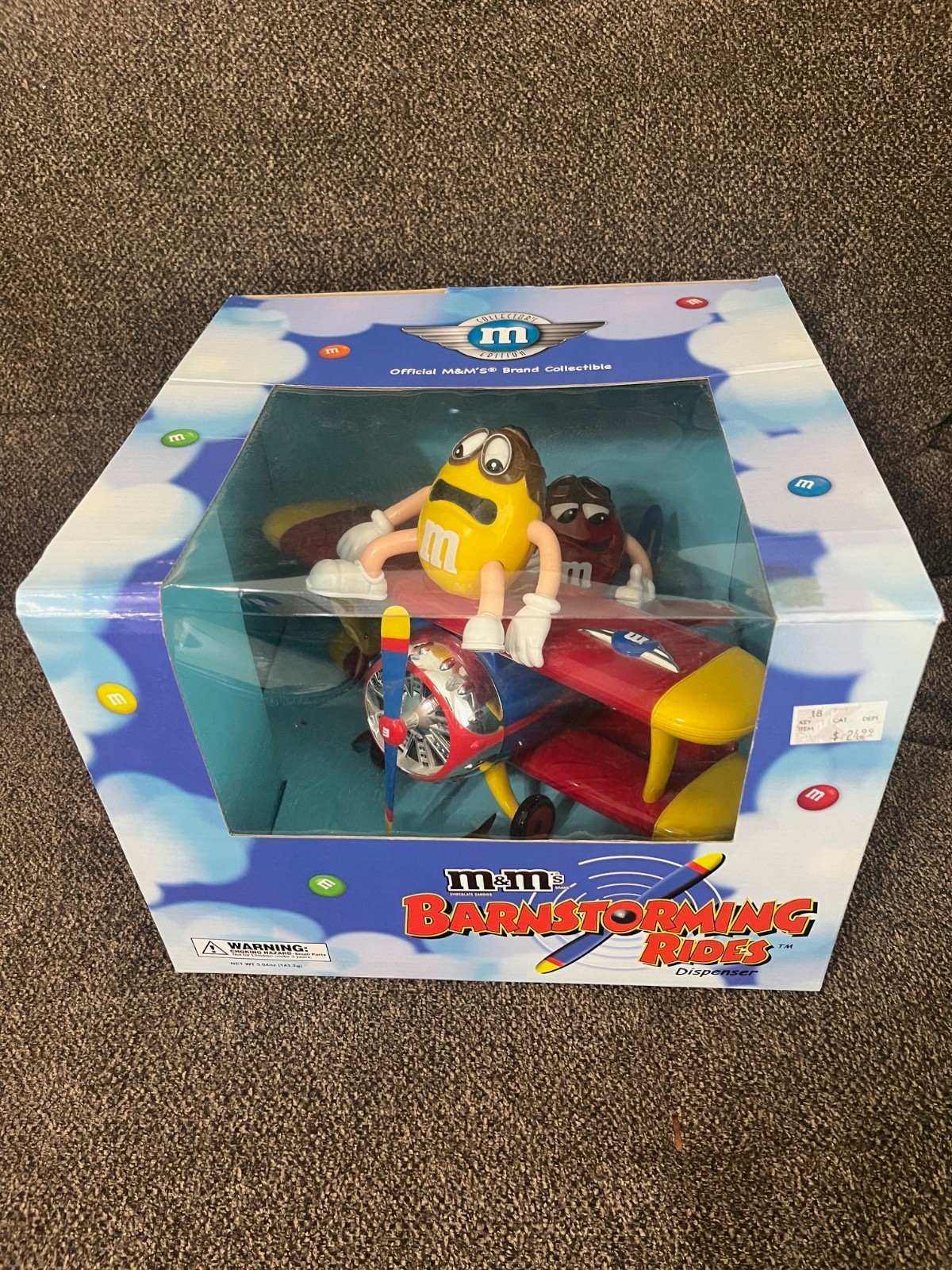 M&M's Candy Dispenser Barnstorming Rides Bi Plane Airplane Yellow & Red