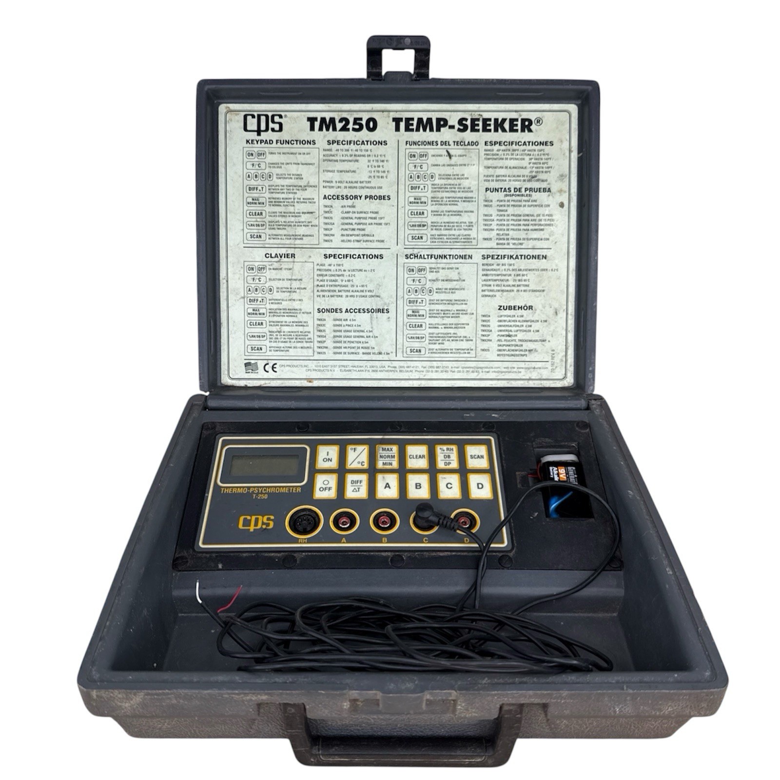 CPS Thermo Psychrometer T-250 with Multi Temperature, No Probes Read