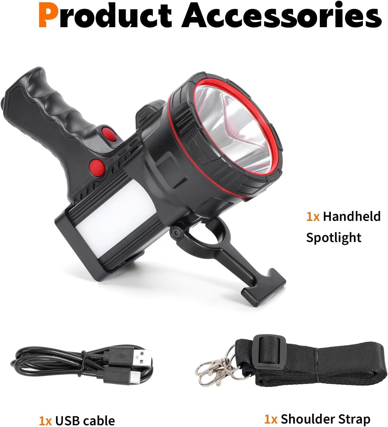 Rechargeable Superbright Handheld LED Spotlight Flashlight Powerful Searchlight