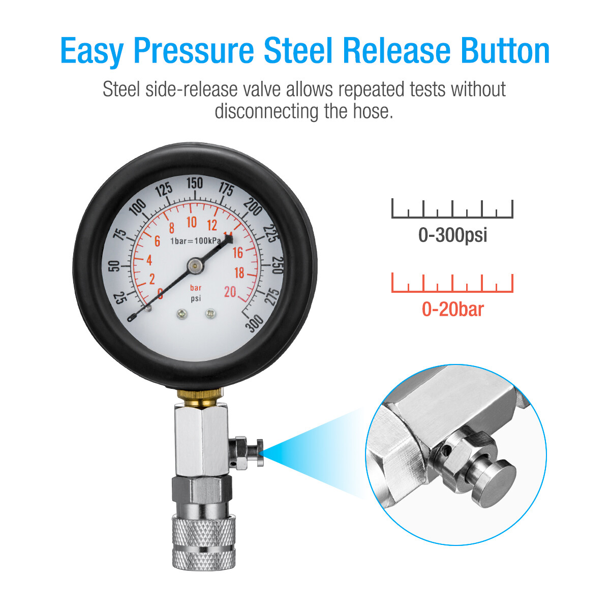 Engine Cylinder Compression Gauge Tester Kit Gas Engine Diagnostic Testing Tool