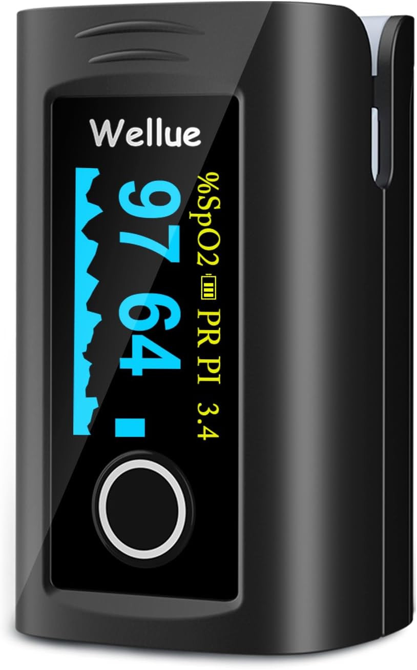 Fingertip Pulse Oximeter, Blood Oxygen Saturation Monitor with Batteries, Carry
