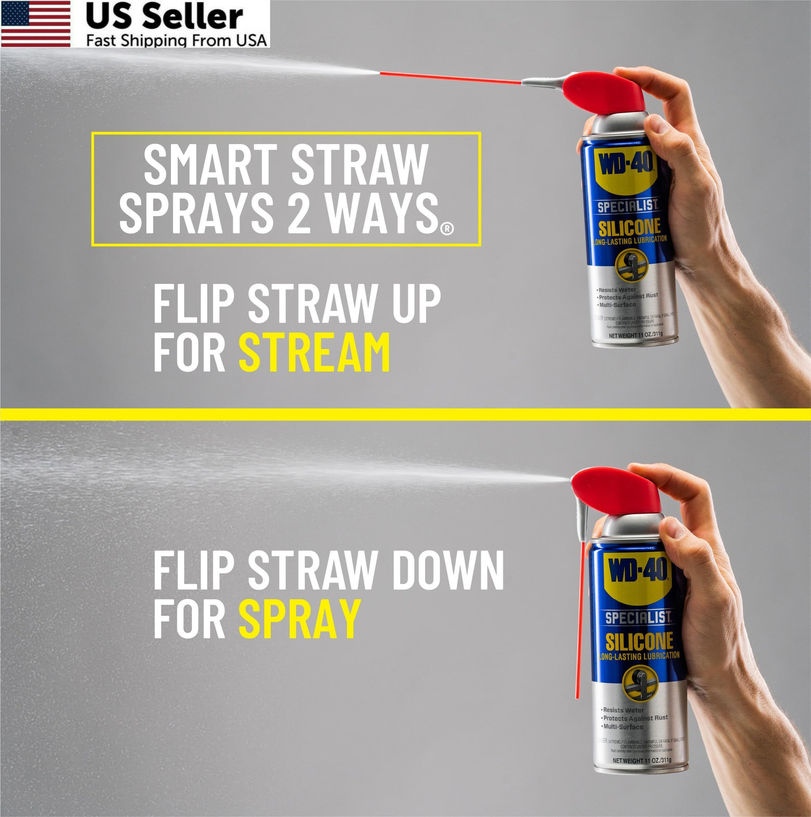 WD-40 Specialist Silicone Lubricant with SMART STRAW SPRAYS 2 1-Pack, Silver