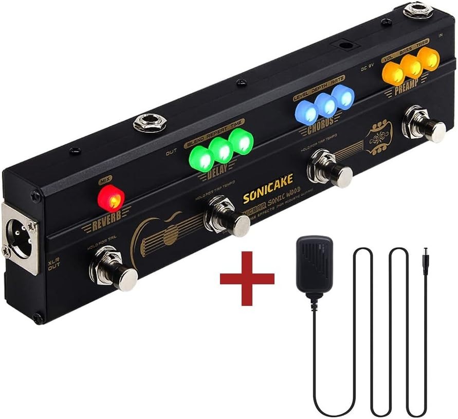 Elite Acoustic Guitar Effects Pedal: Multi-Effects Preamp With Chorus & Delay