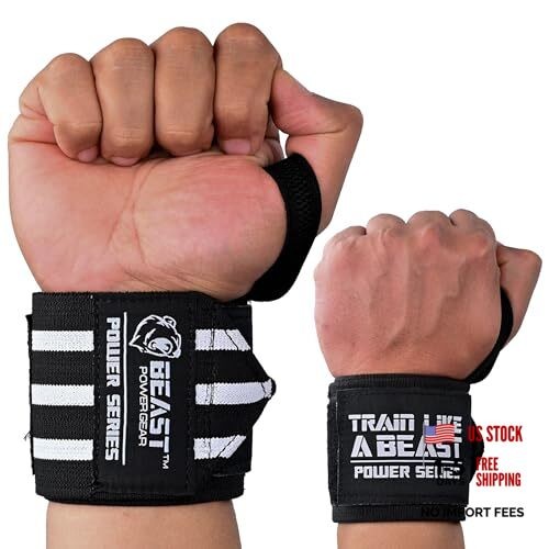 Stiff Wrist Wraps for Weightlifting 18” 24” 30” Premium 18" Black/White