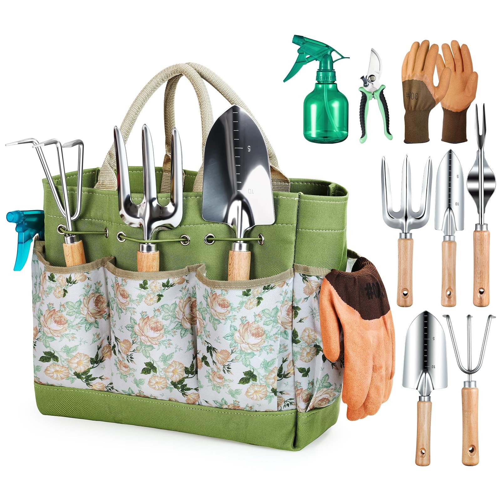 Gardening Tools 9-Piece Heavy Duty Garden Hand with Fashion and Green
