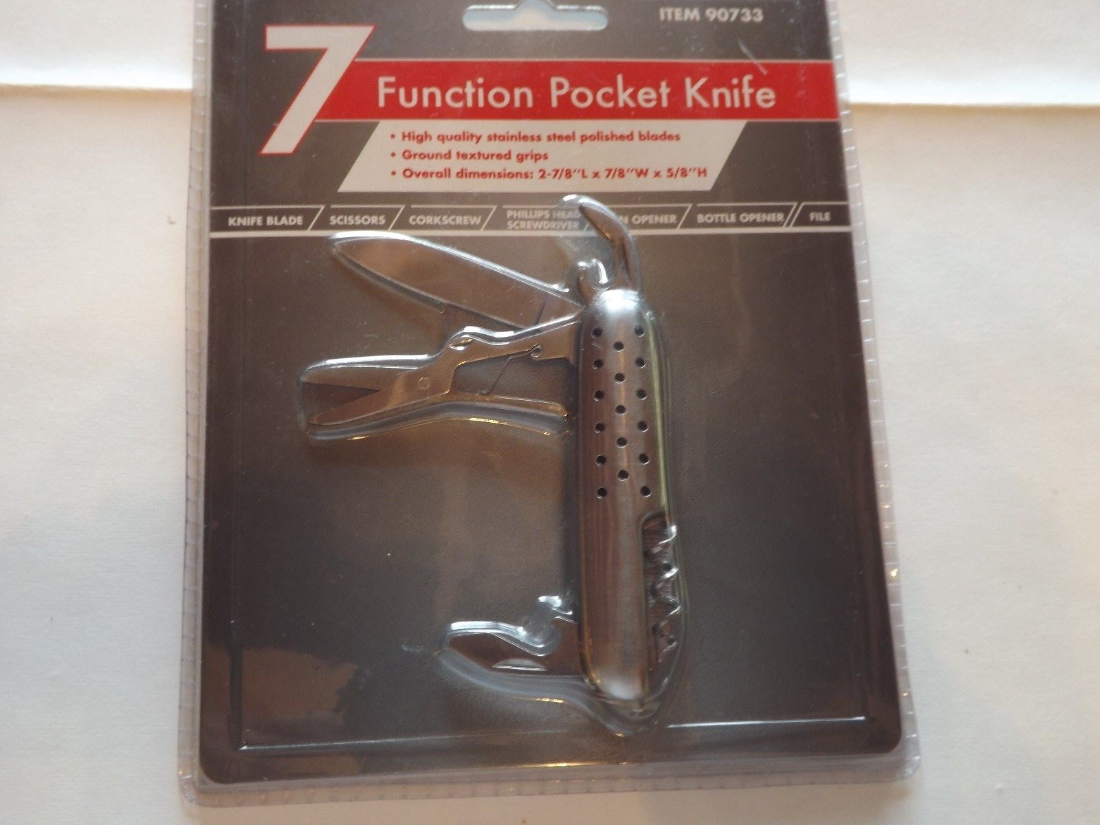 7 FUNCTION POCKET KNIVE HARBOR FREIGHT   2 7/8" L  X  7/8" W  X  5/8"