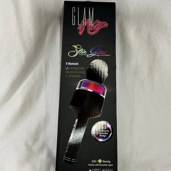 Tzumi Glam Nation Star Glow LED Bluetooth Karaoke Microphone Speaker Black NEW