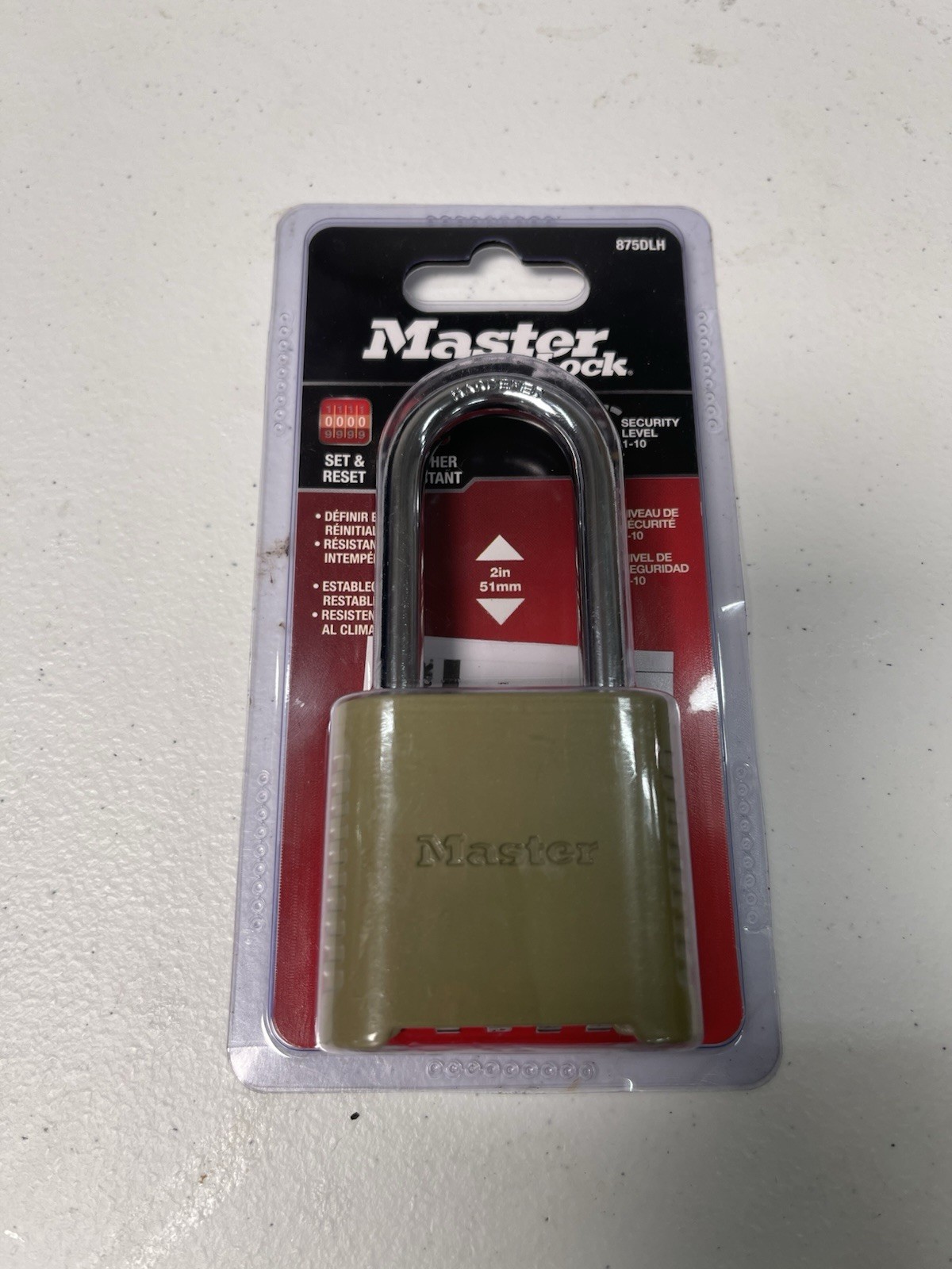 NEW MASTER LOCK 875DLH RESETTABLE COMBINATION LONG SHACKLE PADLOCK