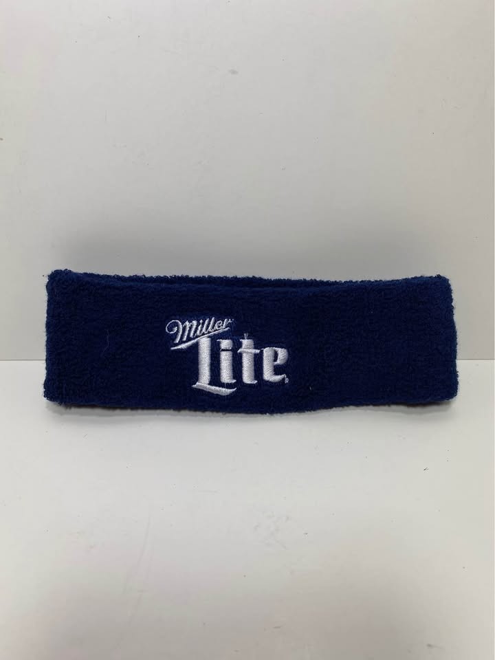 Miller Lite Headband Sweatband - Navy Blue, Stitched on Logo