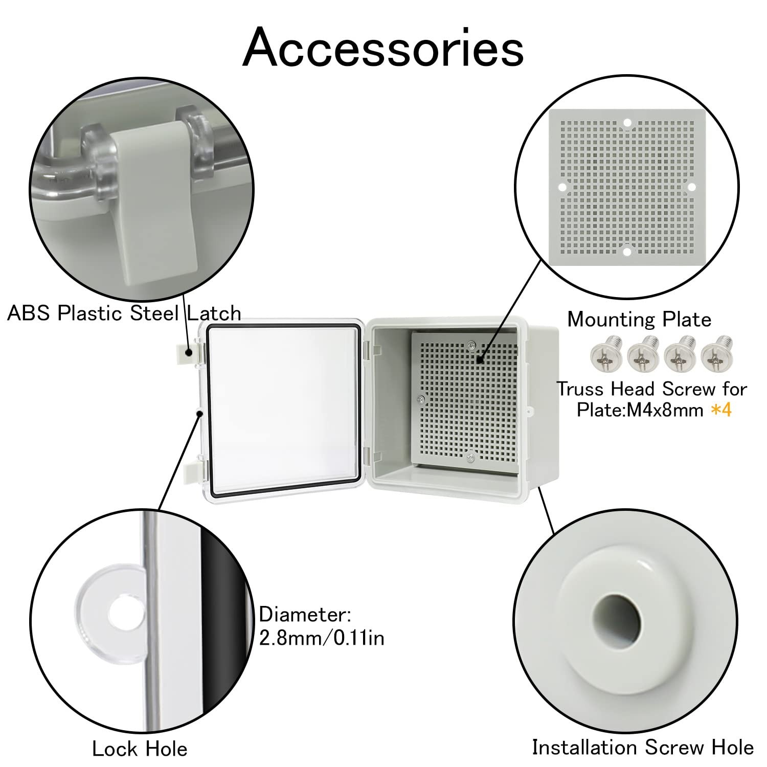 Junction Box IP65 Waterproof ABS Plastic Enclosure Hinged PC Clear Cover Elec...