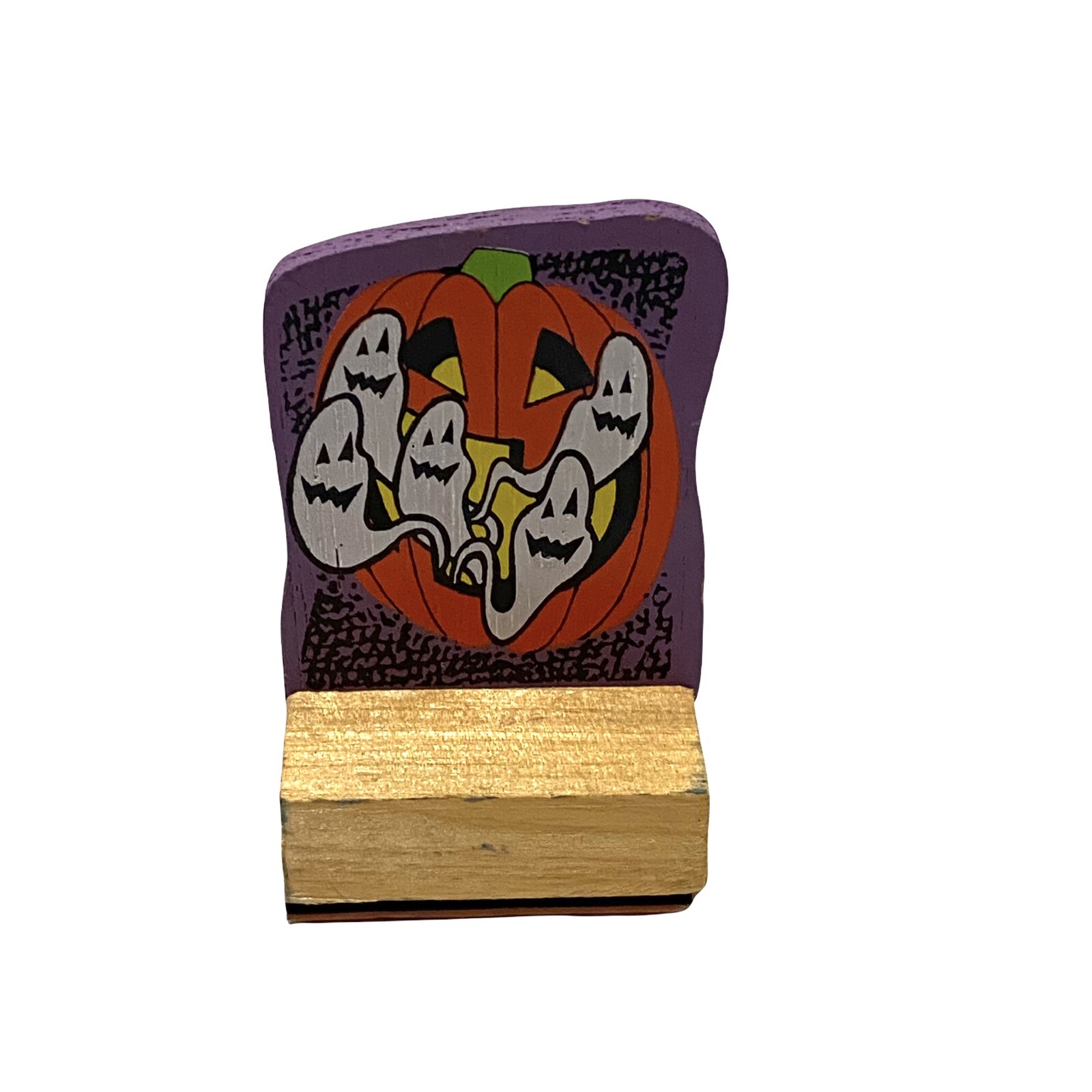 Vintage Halloween Wood Mounted Rubber Stamp Ghosts Pumpkin Craft