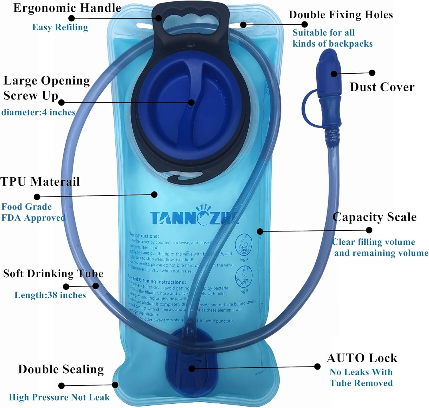 Hydration Bladder 2 L Water Pack Reservoir Camel Back Replacement Running Hiking