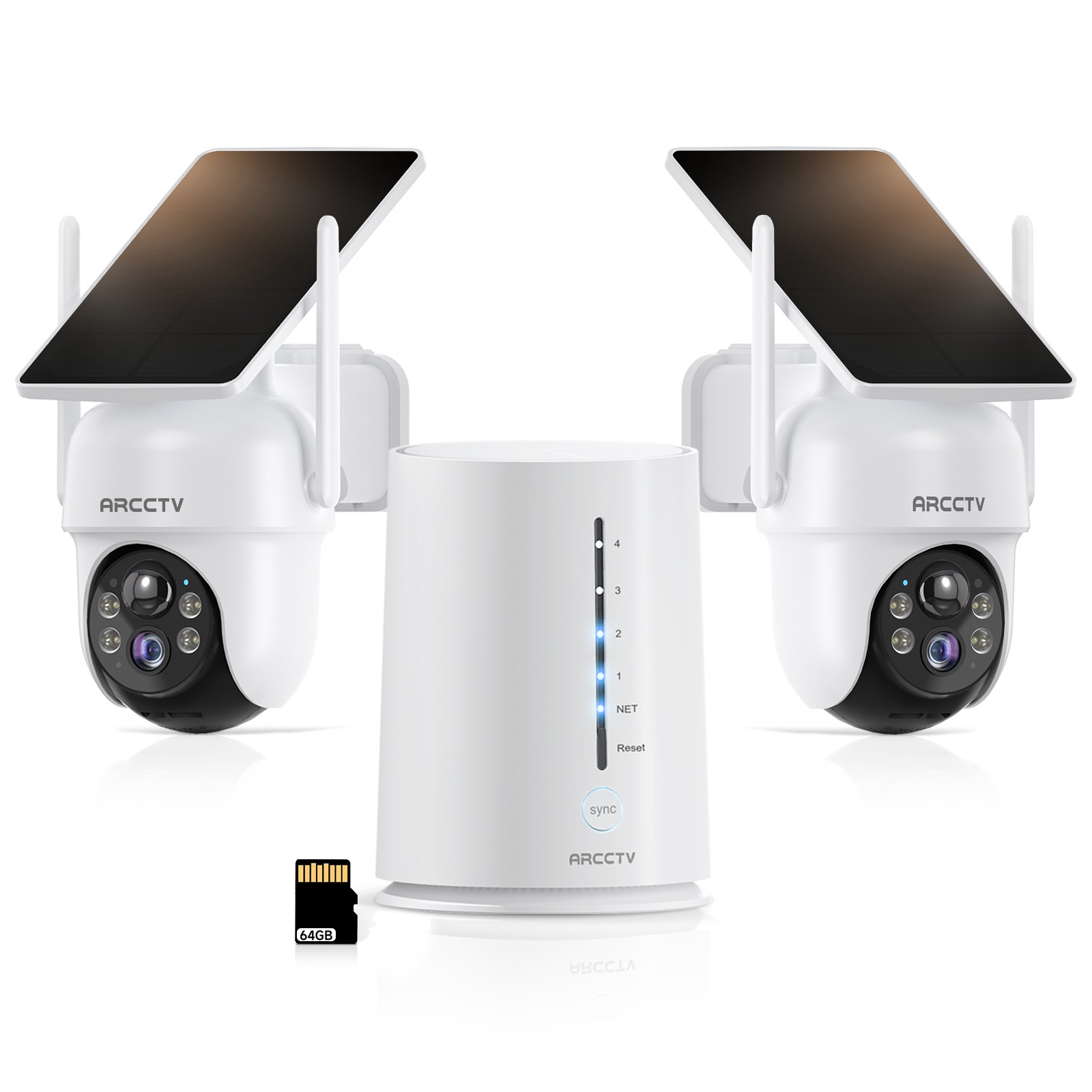 ARCCTV 4Pack Solar Security Camera System Wireless Outdoor 2K Color Night Vision