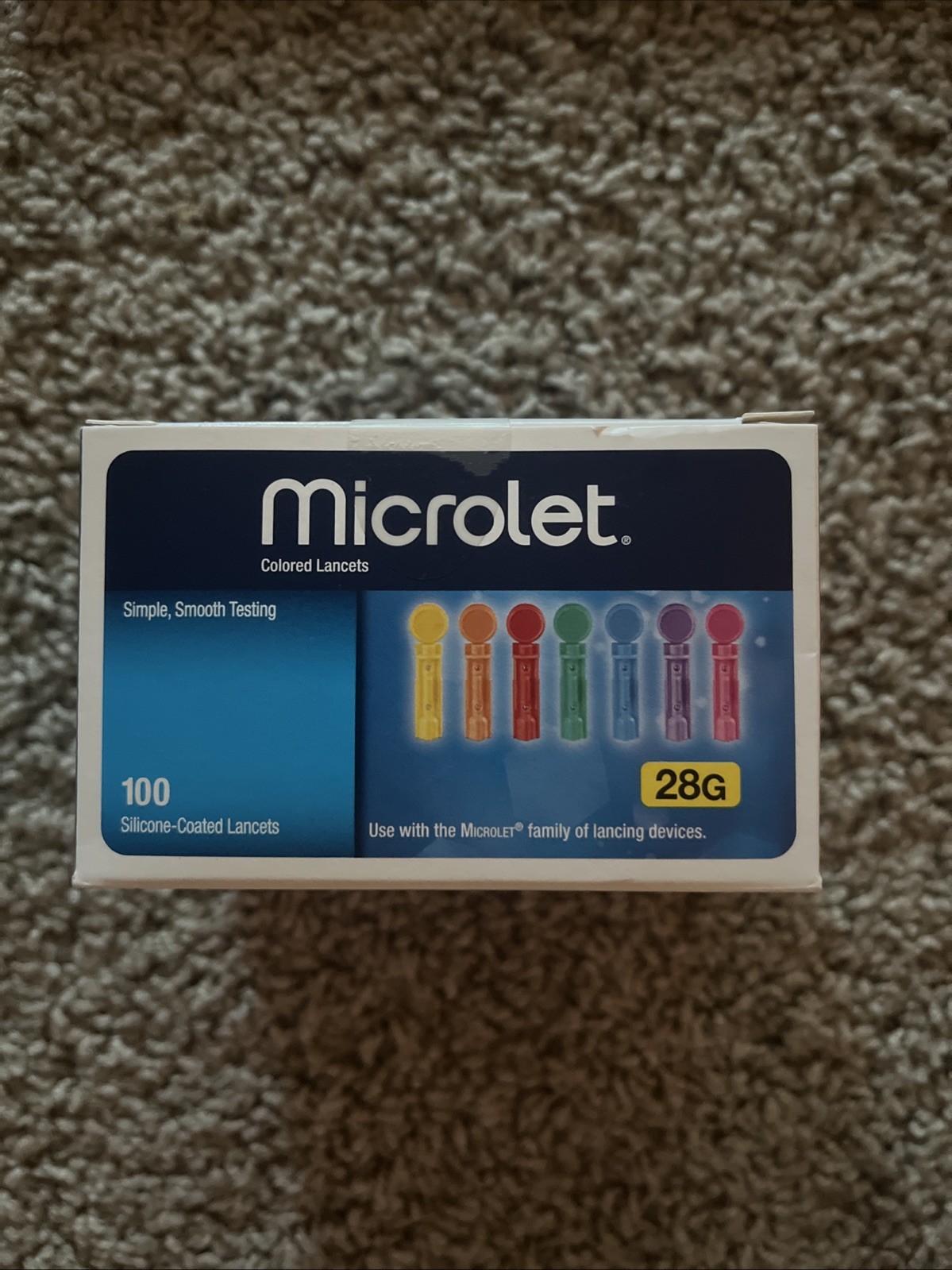 Microlet Colored Lancets 100-Pack 28g 2 PACKS INCLUDED. 200.
