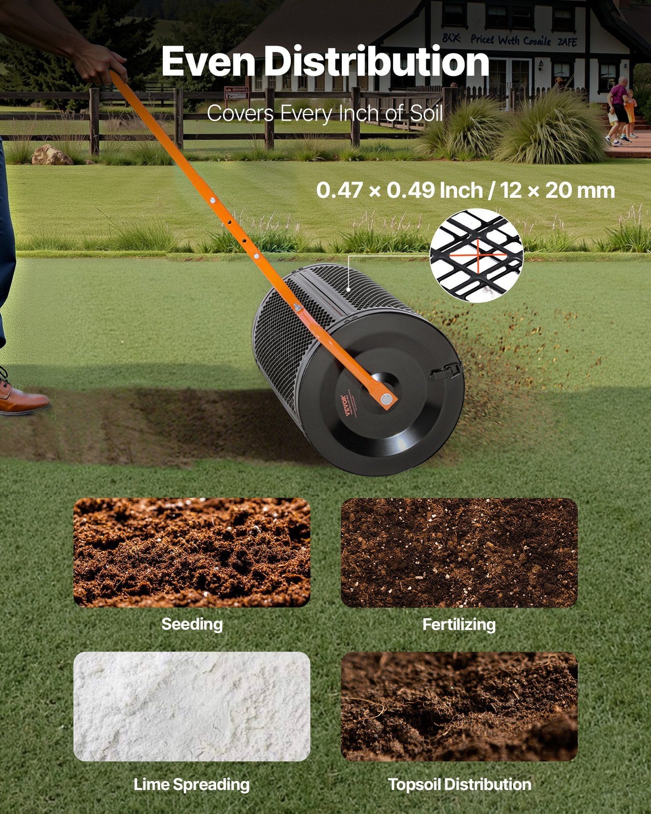 24in Agricultural Seeder Efficient Spread Drum Powder Coated Durability