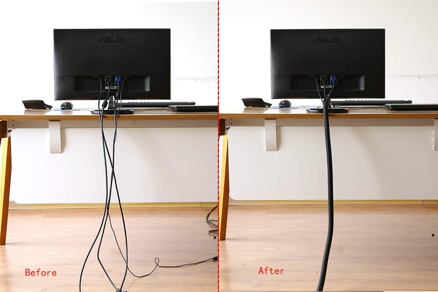 Alex Tech 10ft Cord Protector Tubing for USB and Power Cables - Black