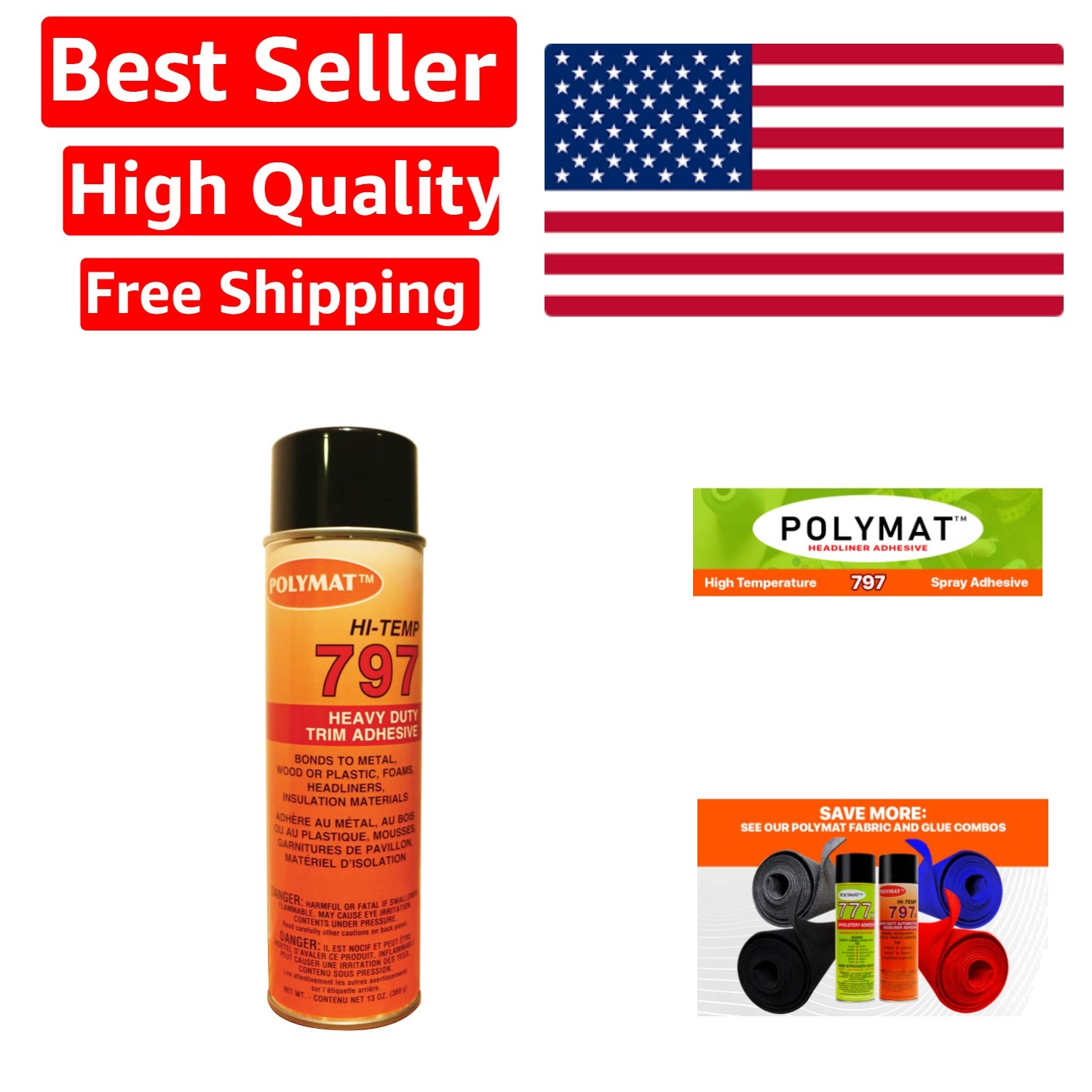 High Temperature & Waterproof 797 Adhesive - Perfect for Vinyl Tops & Headliners